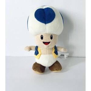 Super‎ Mario Nintendo BLUE TOAD Plush 8" Stuffed Toy Little Buddy 2017 Kinopio!